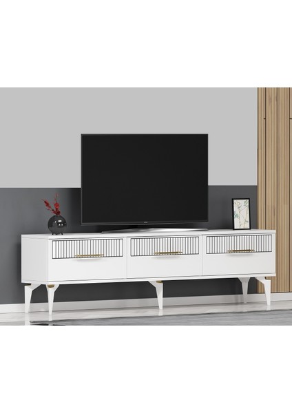 Alvinct 180 cm Tv Sehpası Beyaz-Beyaz
