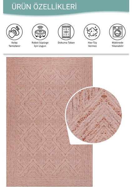 Nora Pudra Geometrik Desenli Dokuma Tabanlı Modern Şönil Halı Al 497 fırsatları