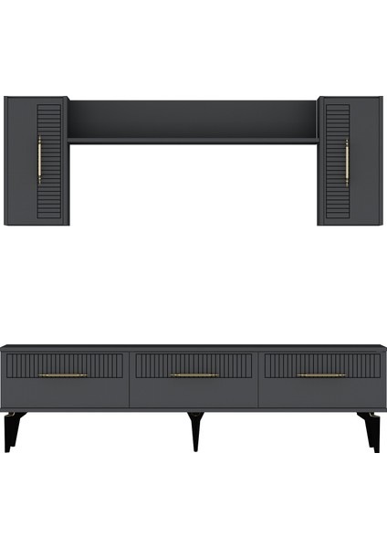 Alvinct 180 cm Tv Ünitesi Takımı Antrasit-Antrasit indirimleri