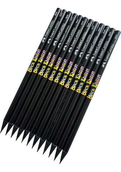 Black Edition Süper Soft 2b+ Kurşun Kalem, 12'li Set, Siyah modelleri