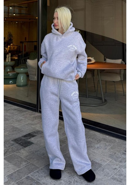 Karmelanj Kapüşonlu Baskılı Kadın Eşofman Takımı MG2524