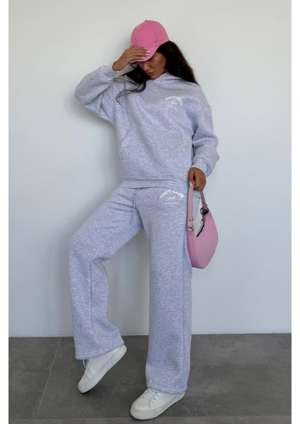 Karmelanj Kapüşonlu Baskılı Kadın Eşofman Takımı MG2524 modelleri