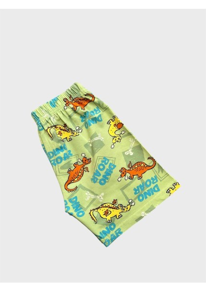 Erkek Çocuk %100 Pamuklu Yeşil Dinozor Desenli Kısa Kollu Şortlu Yazlık Pijama Takımı fırsatları