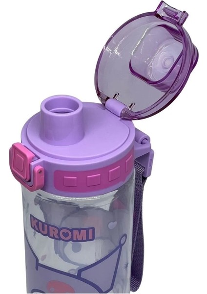 Kuromi 700ML Rahat Içim Ağızlıklı Kulplu Kilitlenebilir Su Matarası modelleri