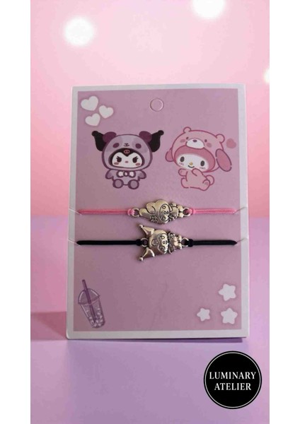 Kuromi & My Melody Dostluk Bileklik Seti – 2’li, Ayarlanabilir, Hediyelik Sevimli Takı