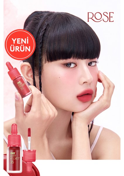 Uzun Süre Kalıcı ve Hafif Formüllü, Kadife Bitişli Tint PERIPERA Ink Airy Velvet (35 Cherry Rose)