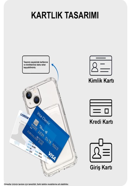 Vivo Y21 Kapak ile Uyumlu Kamera Korumalı Kartlıklı Darbe Emici Özellikli Şeffaf Silikon Kılıf fiyatları