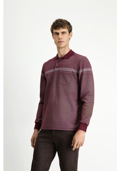 Polo Yaka Regular Fit Çizgili Sweatshirt fırsatları