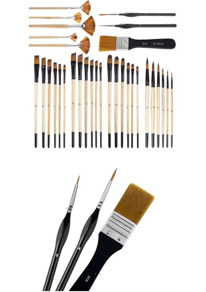 32 Parça Farklı Fırça Uçlarına Sahip Guaj Akrilik Sulu ve Yağlı Boyaya Uygun Fırça Seti fiyatları