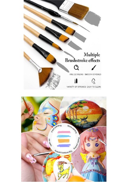 32 Parça Farklı Fırça Uçlarına Sahip Guaj Akrilik Sulu ve Yağlı Boyaya Uygun Fırça Seti modelleri