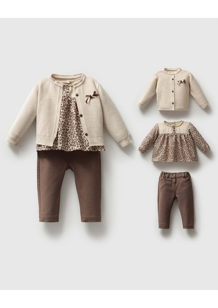 Hippıl Leopar Desen 1-4 Yaş Kız 3lü TAKIM-7041655 - Krem