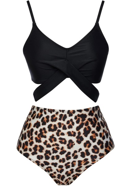 Yüksek Bel Çapraz Bağcıklı Bikini Takım
