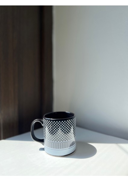 Modern Siyah Beyaz Desenli Seramik Kupa - Kahve & Çay Bardağı indirimleri