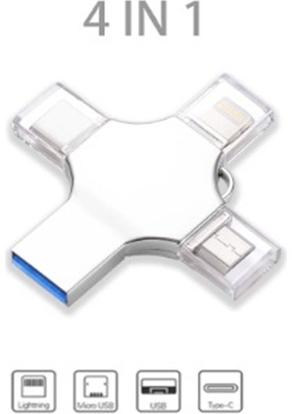 4 In 1 Flash Bellek USB / Type-C/micro USB /lightning Girişli Apple Uyumlu