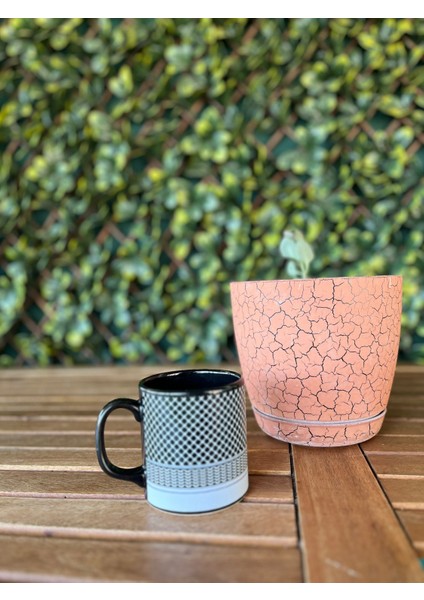 Modern Siyah Beyaz Desenli Seramik Kupa - Kahve & Çay Bardağı