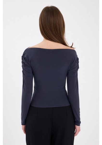 Füme Kayık Yaka Kol Büzgülü Bluz 2433 indirimleri