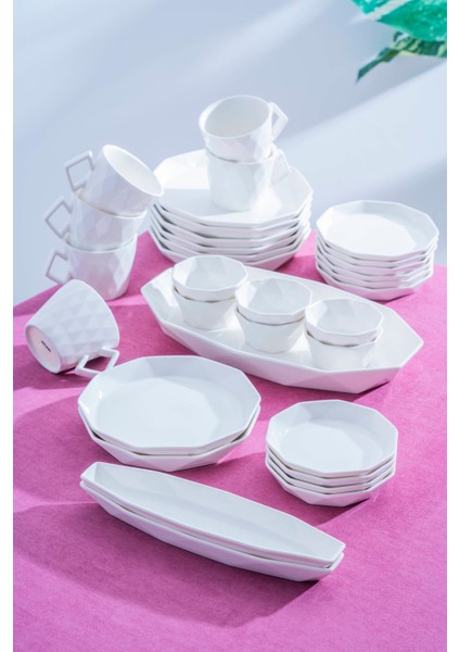 Diamond 6 Kişilik 33 Parça Porselen Kahvaltı Takımı