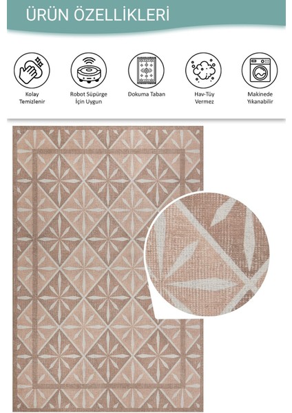 Nora Pudra Geometrik Desenli Dokuma Tabanlı Modern Şönil Halı Al 505 fırsatları