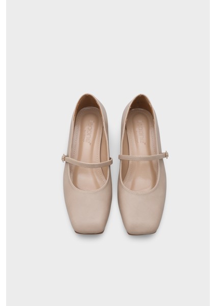 Küt Burunlu Kısa Topuklu Bantlı Mary Jane Kadın Ayakkabı