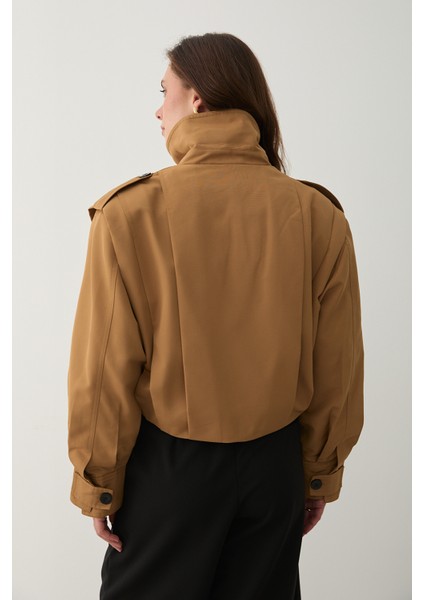 Camel Yüksek Yaka Düğmeli Trençkot indirimleri
