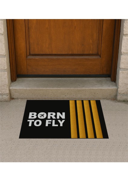 Born To Fly 4 Sırma Kapı Önü Paspas Pilot - Havacı - Uçak Tutkunu