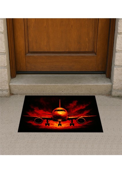 Kızıl Renkler Uçak Kapı Önü Paspas Pilot - Havacı - Uçak Tutkunu