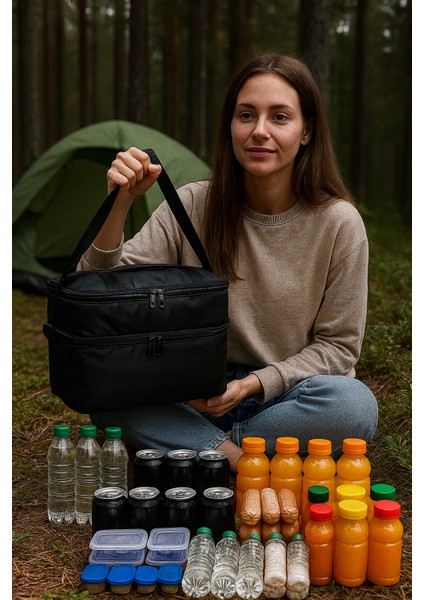 23 Lt Iki Katlı Termal Soğutucu Çanta -Sıcak Soğuk Tutan Yalıtımlı Outdoor Kamp Piknik Buzluk fırsatları