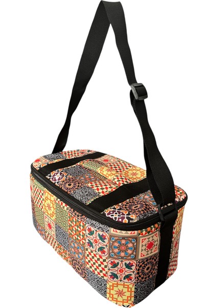 15 Lt Otantik Desenli Termal Soğutucu Çanta -Sıcak Soğuk Tutan Yalıtımlı Outdoor Kamp Piknik Buzluk