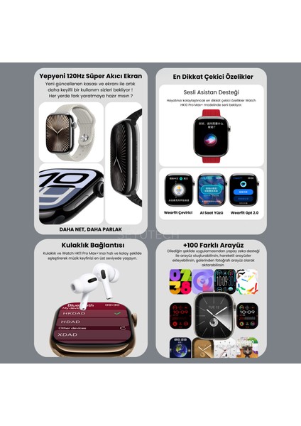 Watch Hk 11 Pro Max Amoled Akıllı Saat Iphone ve Android Tüm Telefonlara Uyumlu Amoled Ekran Watch fiyatları