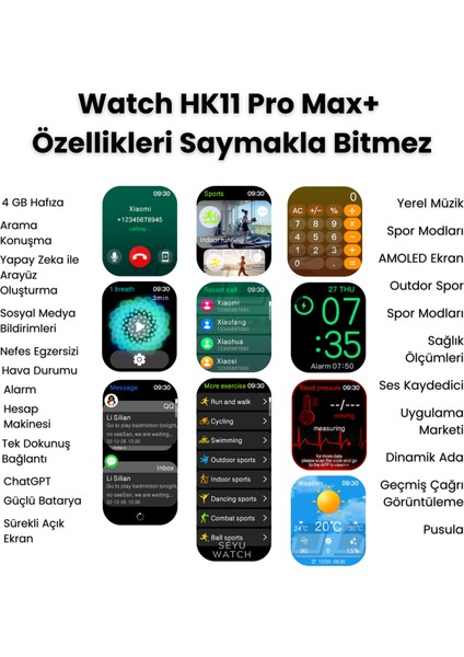 Watch Hk 11 Pro Max Amoled Akıllı Saat Iphone ve Android Tüm Telefonlara Uyumlu Amoled Ekran Watch indirimleri