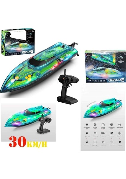Uzaktan Kumandalı 30 Km Hız Yapan LED Işıklı Rc Sürat Teknesi