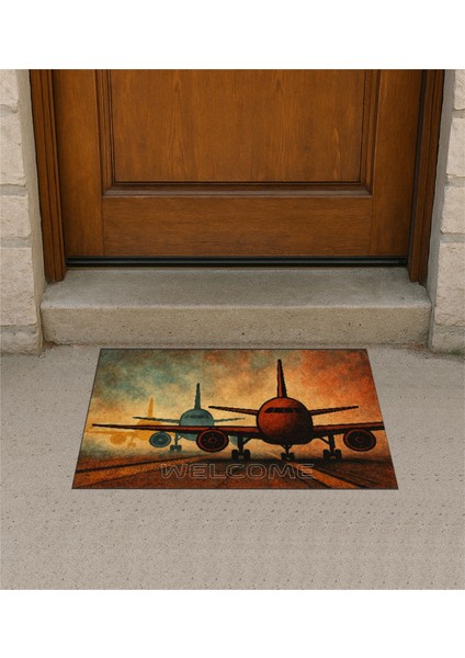 Renkli Uçaklar Kapı Önü Paspas Pilot - Havacı - Uçak Tutkunu