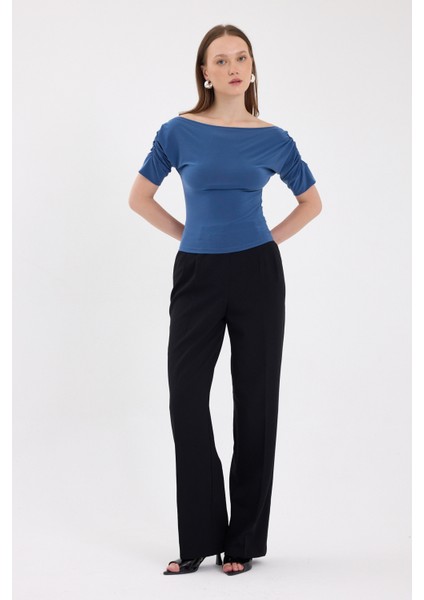 Indigo Kayık Yaka Kol Büzgülü Bluz 2515 modelleri