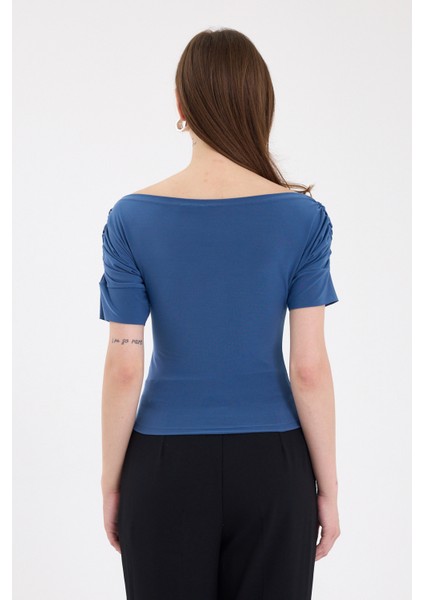 Indigo Kayık Yaka Kol Büzgülü Bluz 2515 indirimleri