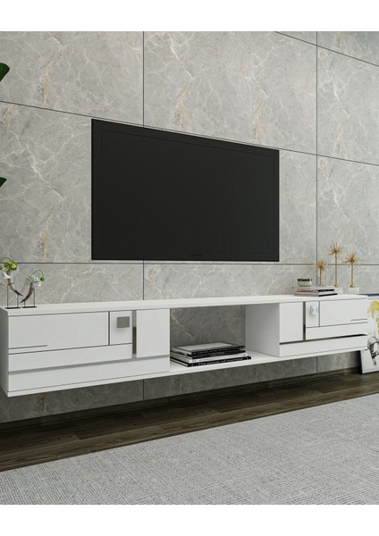 Aredamct Duvara Montaj Tv Sehpası Beyaz-Gümüş fiyatları