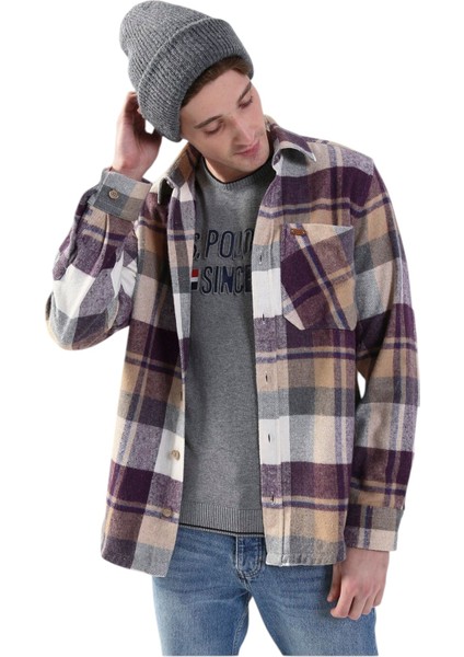 Düğmeli Yaka Kahve Erkek Gömlek Urtıca