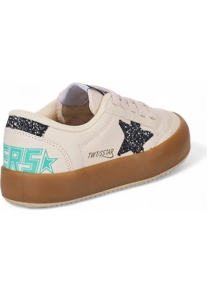 Kız Çocuk Yıldız Desenli Spor Ayakkabı Beyaz Gümüş Taşlı 0217 modelleri