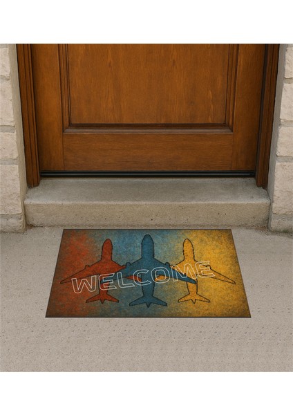 Renkli Uçaklar Kapı Önü Paspas Pilot - Havacı - Uçak Tutkunu