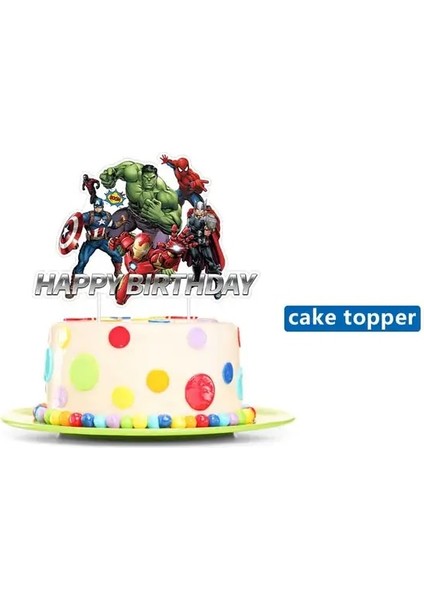 1 Adet Kek Topper Süper Kahraman Parti Dekorasyon Avengers Tema Karikatür Sofra Kağıt Bardak Tabak Peçeteler Çocuklar Parti Doğum Günü Dekor Malzemeleri Şekeri (Yurt Dışından)