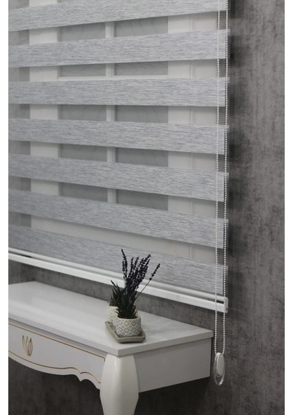 Bambu Stor Zebra Perde Açık Gri Düz Desen 105 x 260 cm Salon Kullanımı İçin modelleri