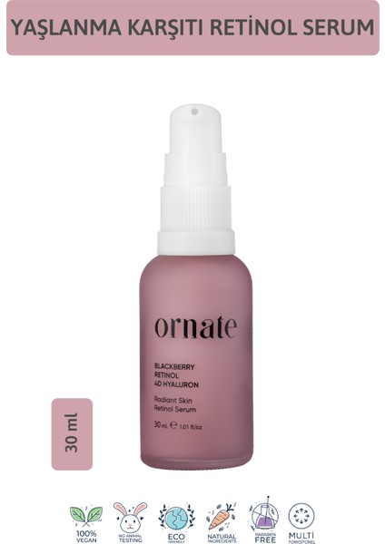 Yaşlılık ve Leke Karşıtı, %2 Hyaluronik Asit Etkili %0.5 Retinol Cilt Serumu 30 ml