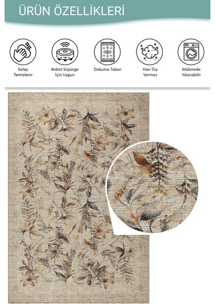 Florart Bej / Kahverengi Vintage Dokulu Çiçek Desenli Dokuma Tabanlı Şönil Halı Al 468 fırsatları