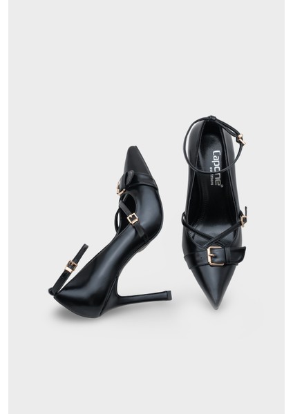 Kelcy Sivri Burunlu Tokalı Orta Topuklu Günlük Şık Kadın Ayakkabı