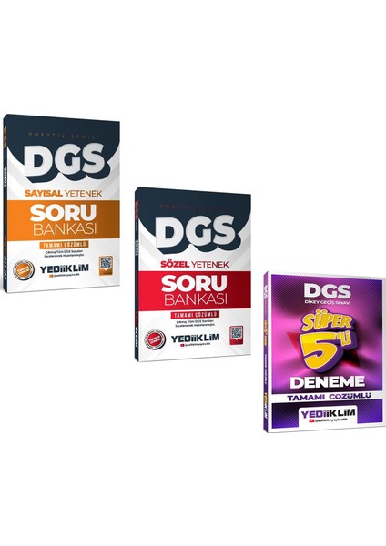Yediiklim 2026 Dgs Sayısal Sözel Yetenek Soru ve Deneme Seti 3 Kitap