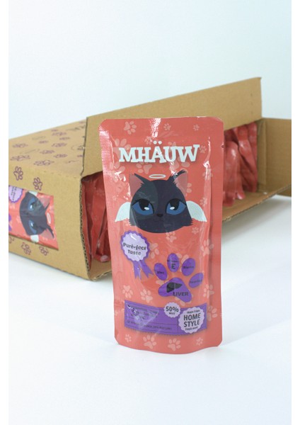 30 Paket Mhauw Kediler Için Ciğer Ödül Mama Püre 80 gr