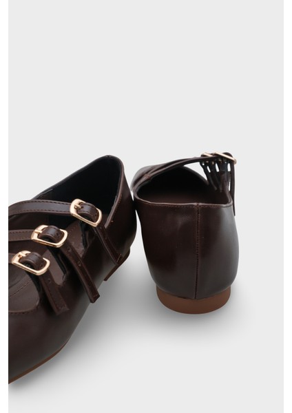 Marcelle Küt Burunlu Üç Tokalı Bantlı Kadın Babet modelleri