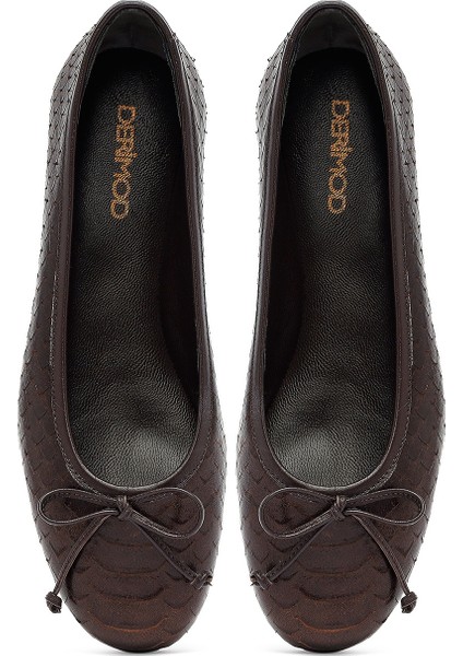 Kadın Kahverengi Desenli Deri Babet 25AFD120840