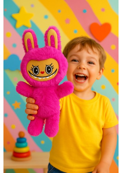 Labubu Peluş Bebek Dekoratif Yastık, Uyku Arkadaşı Labubu Oyuncak