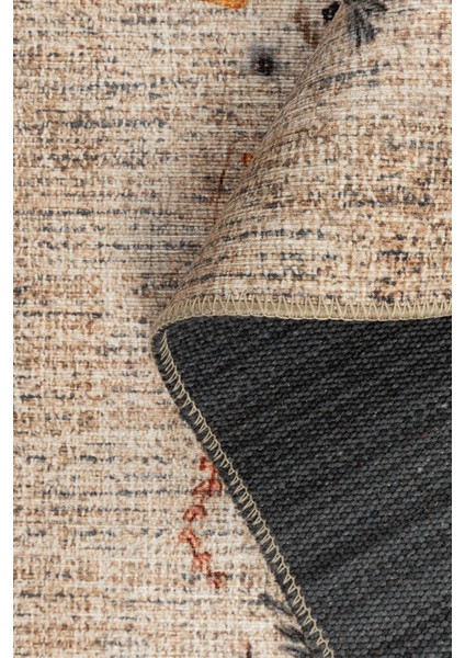 Florart Bej / Turuncu Vintage Dokulu Çiçek Desenli Dokuma Tabanlı Şönil Halı Al 470 indirimleri