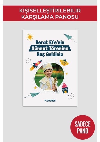 Sünnet Düğünü Karşılama Panosu , Kişiye Özel Tasarlabilir Model ve Stand Seçenekli